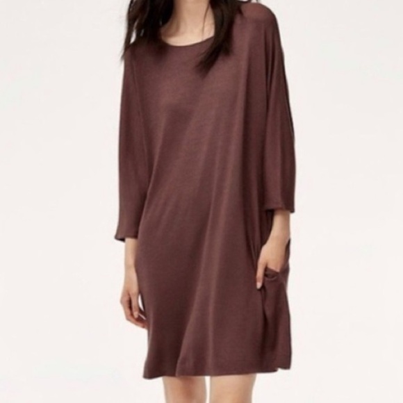 ARITZIA | WILFRED FREE | DRESS | HEATHERED BROWN | SIZE SMALL - Picture 1 of 4